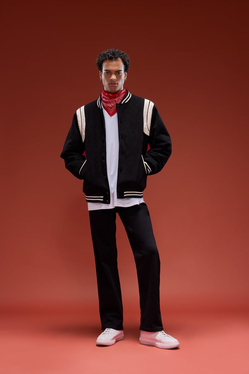 DeFacto Black Man Waterproof Regular Fit College Collar Bomber Jacket Casual - Image 2