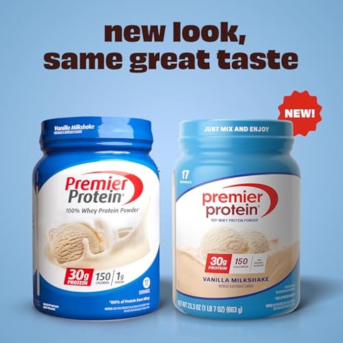 Premier Protein Powder, Vanilla Milkshake, 30g Protein, 1g Sugar, 100% Whey Protein, Keto Friendly, No Soy, Gluten Free, 23.3 oz, 17 Servings (Packaging May Vary) - Image 3