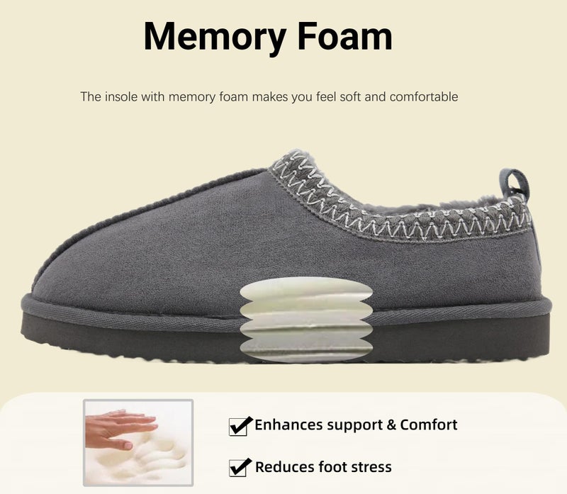 SMajong Women's Fuzzy Slippers Cozy Memory Foam House Shoes Winter Warm Loafer Slippers Indoor,Grey 7 US - Image 4