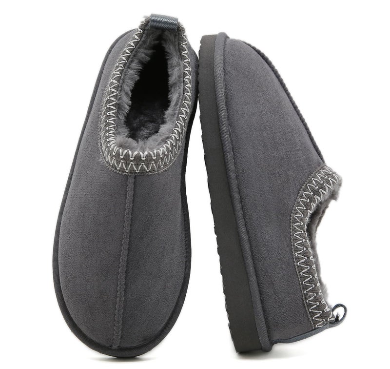 SMajong Women's Fuzzy Slippers Cozy Memory Foam House Shoes Winter Warm Loafer Slippers Indoor,Grey 7 US - Image 1