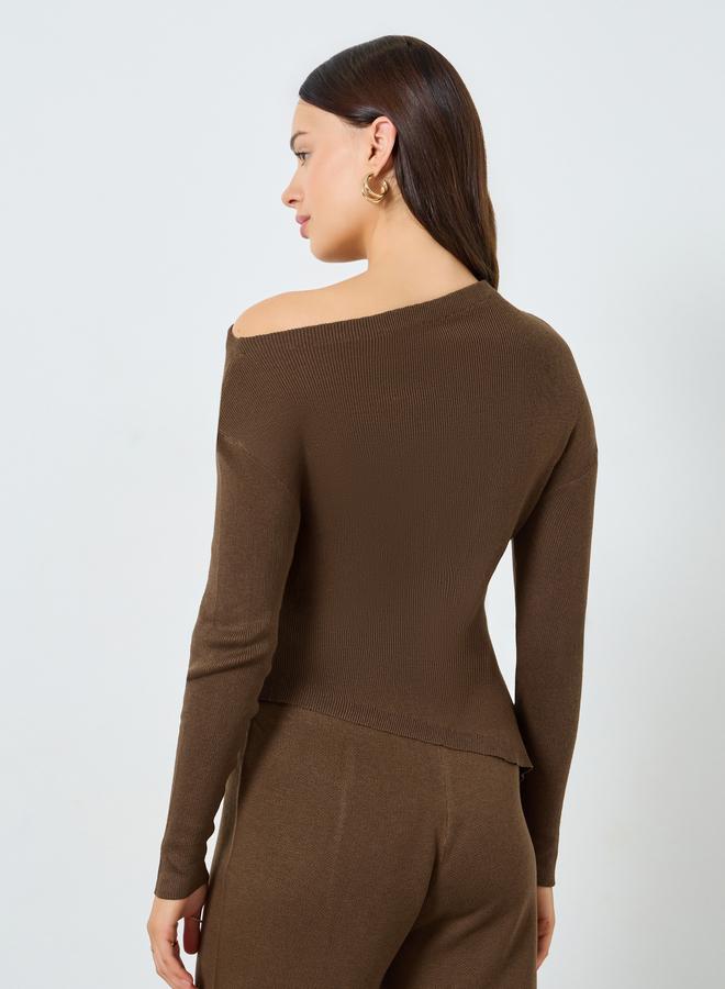 ستايلي بلوزة محبوكة بكتف واحد - Image 5