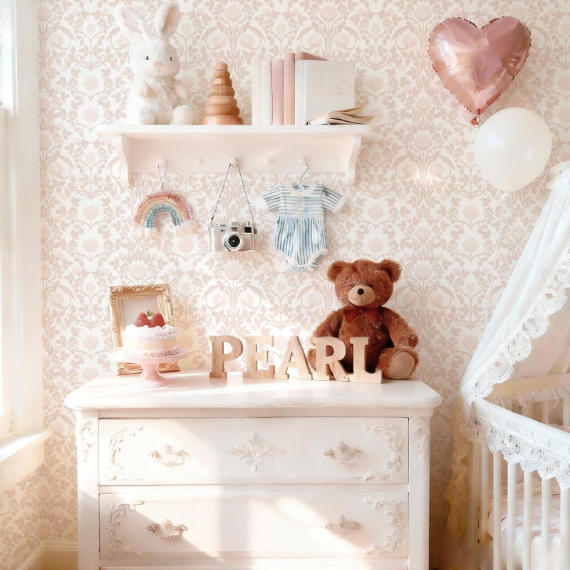 YXTII 17.3"Ã—78.7" Pink Peel and Stick Wallpaper, Floral Wallpaper for Bedroom Bathroom Self Adhesive Removable - Image 3