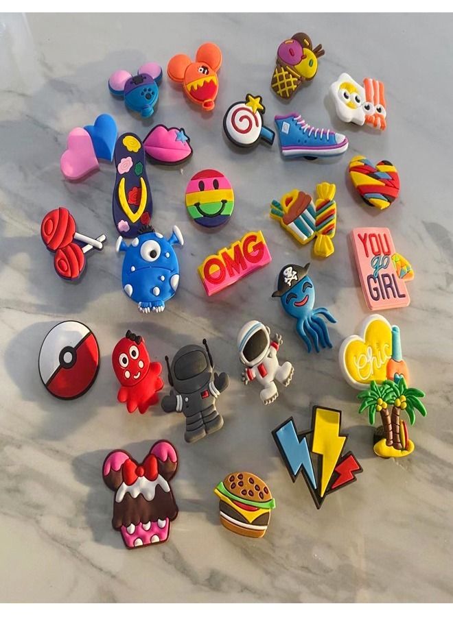 fashionhome Shoe Decoration Charms 100 Pieces Assorted Different Shoe Charm for Crocs Charm for Hole Hole Shoe Buckle Party Favors ​Mini Charm Bracelet Wristband Decoration for Men Women Kid  - Image 4