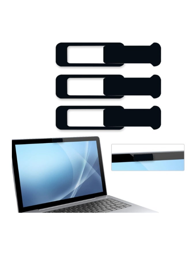 3 pieces Webcam cover,  laptop camera cover, privacy shielding capacity is twice as big as The traditional, suitable for computer mobile phones, laptops, tablets and so on (black) - Image 1