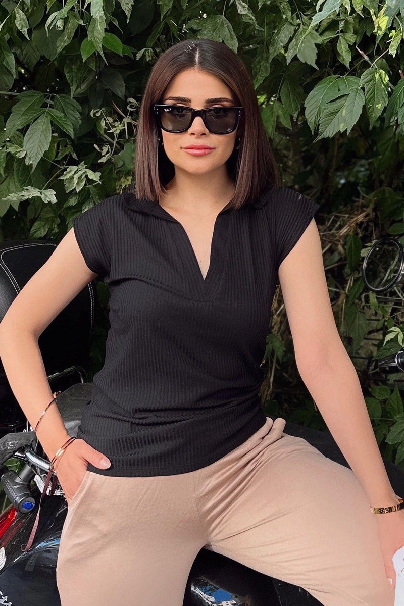 Weshaya بلوزة نسائية سوداء - Image 1
