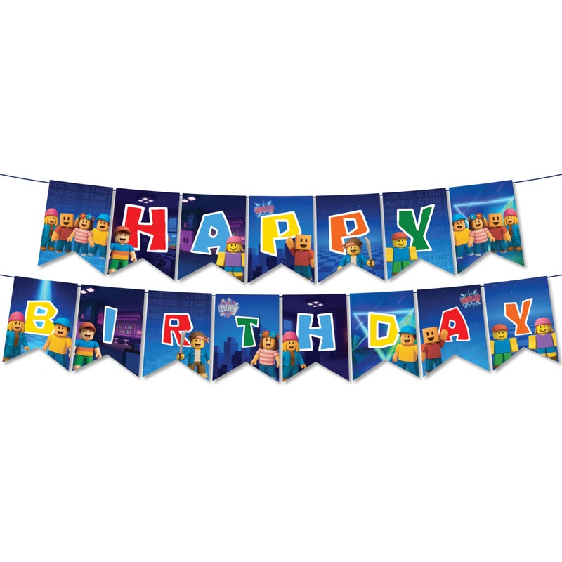 IndoTribe Video Game Birthday Decorations Happy Birthday Banner for Boys 10ft Pixel Backdrop Villager Gaming Birthday Party Decorations Video Game Backdrop for Kids Miner Boys Bdy Party Decorations - Image 1
