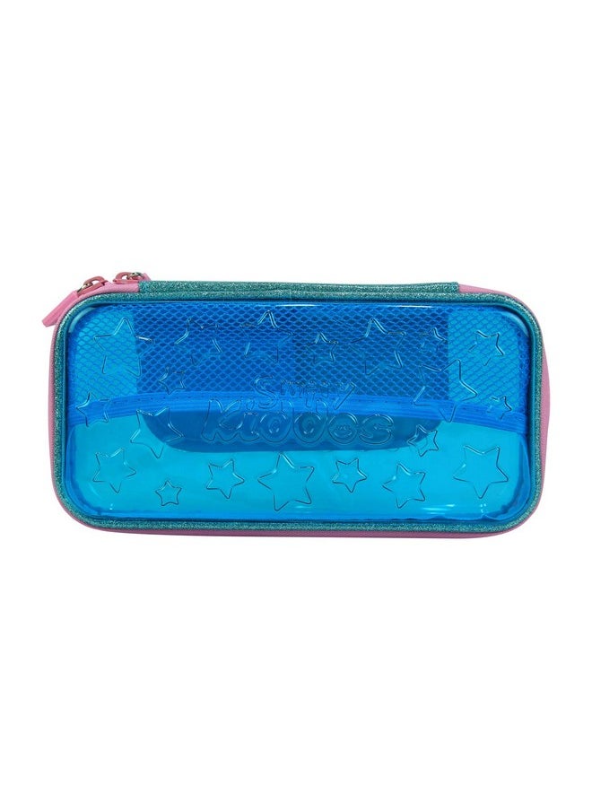 SMILY KIDDOS Smily Kiddos Pvc Transparent Hardtop Pencil Box | Star Pencil Box For Kids | Transparent Pencil Box (Black/Blue/Purple/Pink/Light Blue)  - Image 1