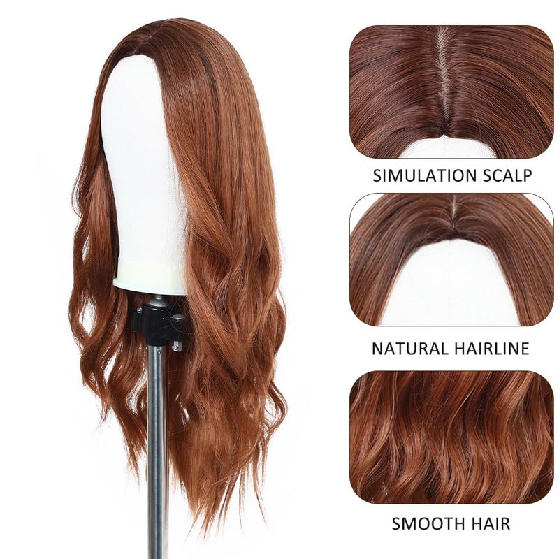 Esmee Long Ombre Auburn Wigs for Women Natuaral Synthetic Wavy Curly Hair Wig for Daily Party Cosplay Use-26 Inches - Image 3