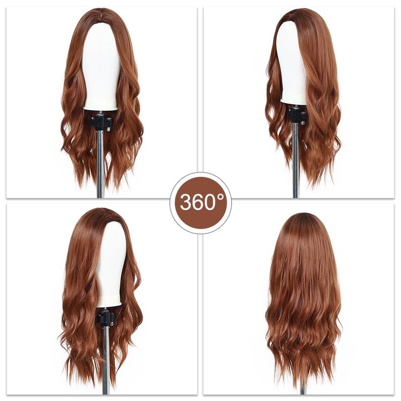 Esmee Long Ombre Auburn Wigs for Women Natuaral Synthetic Wavy Curly Hair Wig for Daily Party Cosplay Use-26 Inches - Image 5