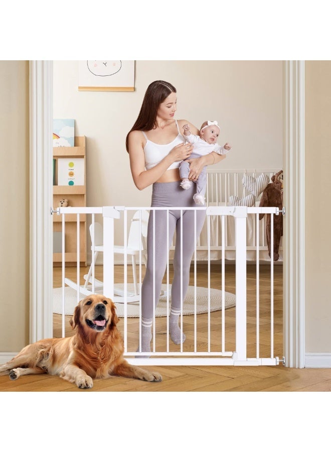 Auto-Close Safety Baby Gate – Extra Wide Child Gate with Double Lock, 76–143 cm Adjustable Width Including 10cm, 20cm, 30cm Extensions, Durable Steel Gate for Stairs, Doorways, and Pets - Image 1