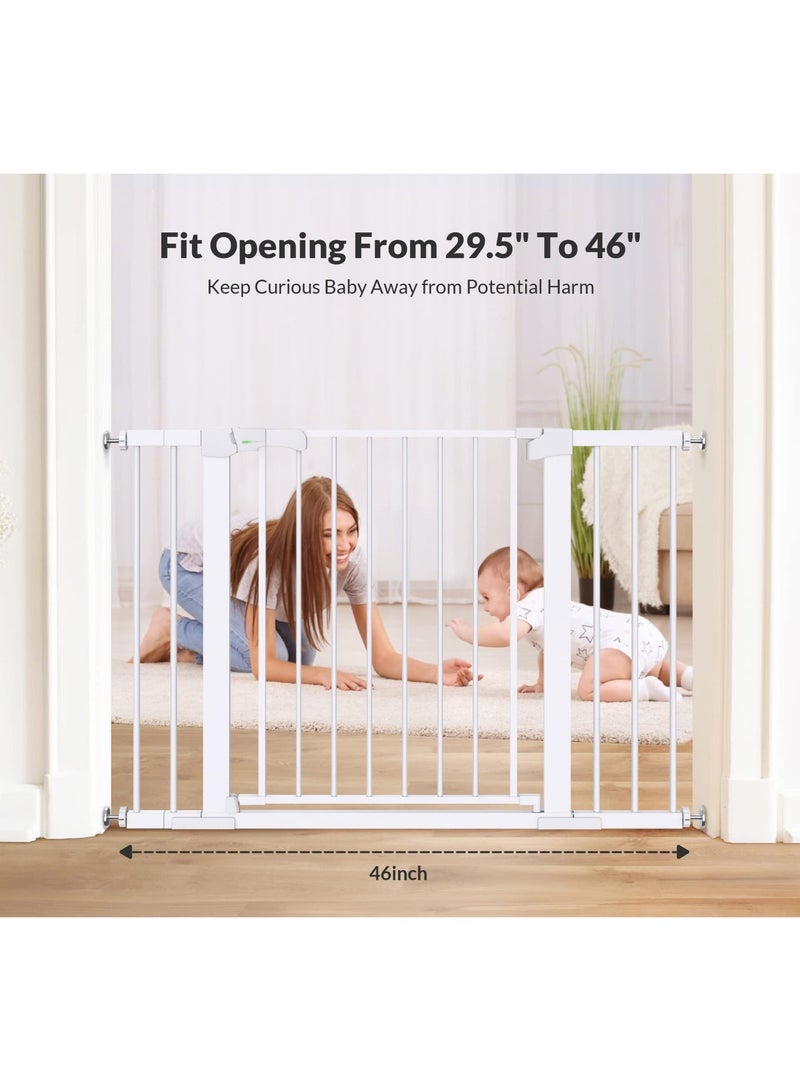 Auto-Close Safety Baby Gate – Extra Wide Child Gate with Double Lock, 76–143 cm Adjustable Width Including 10cm, 20cm, 30cm Extensions, Durable Steel Gate for Stairs, Doorways, and Pets - Image 2