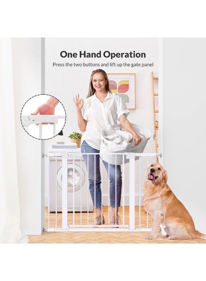 Auto-Close Safety Baby Gate – Extra Wide Child Gate with Double Lock, 76–143 cm Adjustable Width Including 10cm, 20cm, 30cm Extensions, Durable Steel Gate for Stairs, Doorways, and Pets - Image 3