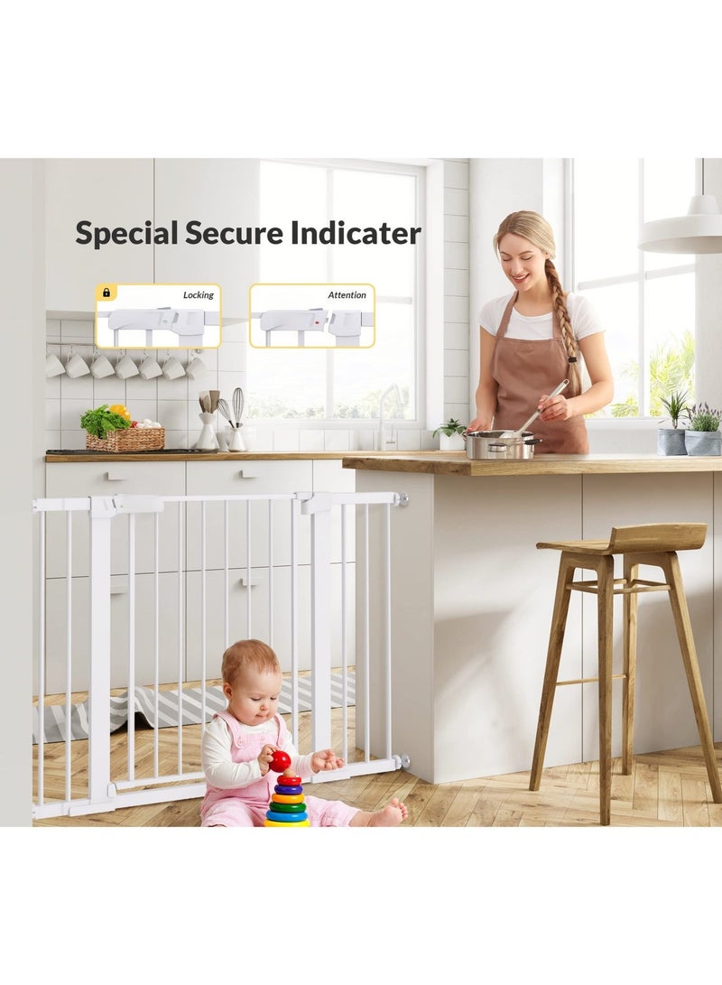 Auto-Close Safety Baby Gate – Extra Wide Child Gate with Double Lock, 76–143 cm Adjustable Width Including 10cm, 20cm, 30cm Extensions, Durable Steel Gate for Stairs, Doorways, and Pets - Image 4