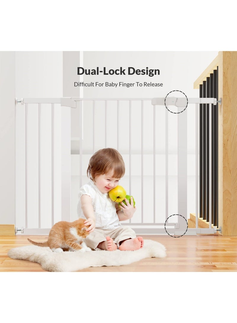Auto-Close Safety Baby Gate – Extra Wide Child Gate with Double Lock, 76–143 cm Adjustable Width Including 10cm, 20cm, 30cm Extensions, Durable Steel Gate for Stairs, Doorways, and Pets - Image 5