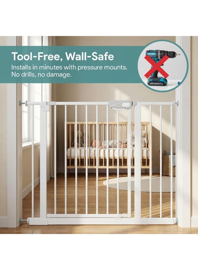 EVEREEN Auto Close Safety Baby Gate, Extra Wide Pet & Dog Gate for Stairs, Max Width 143cm with 10/20/30cm Extensions, Heavy-Duty Steel Child Safety Gate for Stairs & Doors, Kids & Pets Protection - Image 5