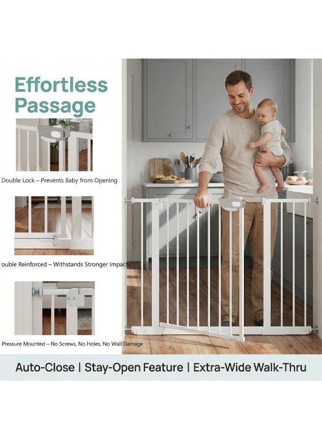 EVEREEN Auto Close Safety Baby Gate, Extra Wide Pet & Dog Gate for Stairs, Max Width 143cm with 10/20/30cm Extensions, Heavy-Duty Steel Child Safety Gate for Stairs & Doors, Kids & Pets Protection - Image 3
