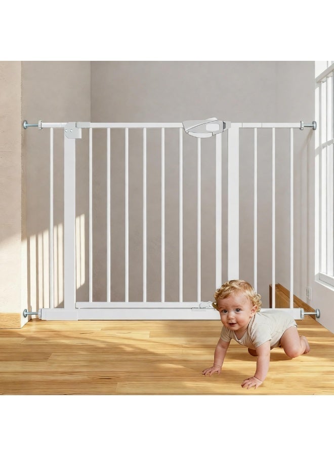 EVEREEN Auto Close Safety Baby Gate, Extra Wide Pet & Dog Gate for Stairs, Max Width 143cm with 10/20/30cm Extensions, Heavy-Duty Steel Child Safety Gate for Stairs & Doors, Kids & Pets Protection - Image 2