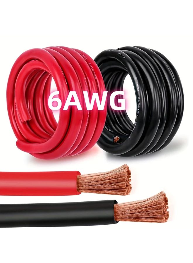 6AWG Copper Welding Cable 3FT Red And Black For Automotive Battery Marine - Image 1