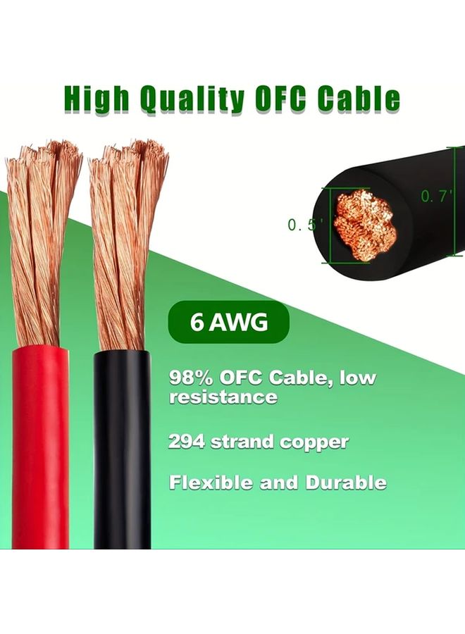 6AWG Copper Welding Cable 3FT Red And Black For Automotive Battery Marine - Image 2