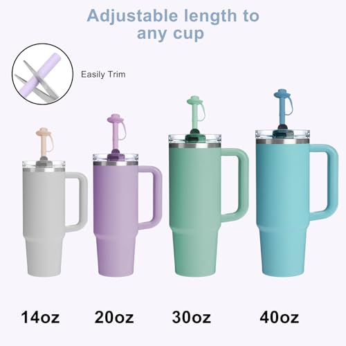 HEBEICRMY Cowboy Hat Straw Cover for Stanley Cup 40 oz Accessories, 12" Extra Long Reusable Silicone Straws, Integrated One-Piece Design, Western Decor for 30 & 20 oz Tumblers, 2 Pack with Brush (Pink) - Image 3