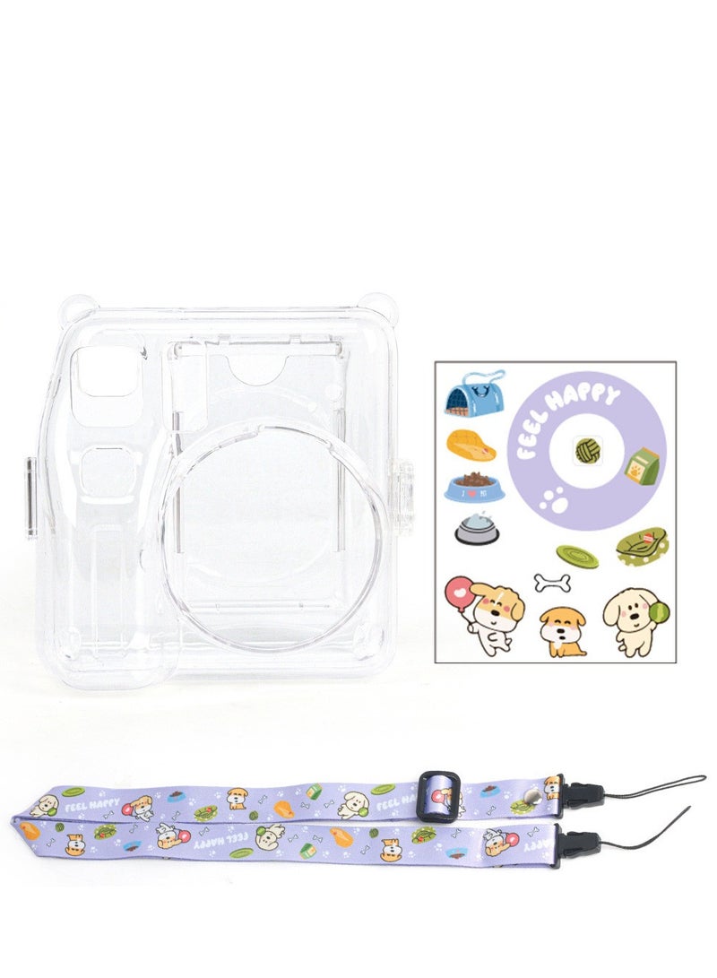 Clear Case Compatible with Fujifilm Mini SE Protective Camera Case with Upgraded Photo Storage Pocket/ DIY Sticker/ Mini Frames/ Hard PC - Purple  - Image 1