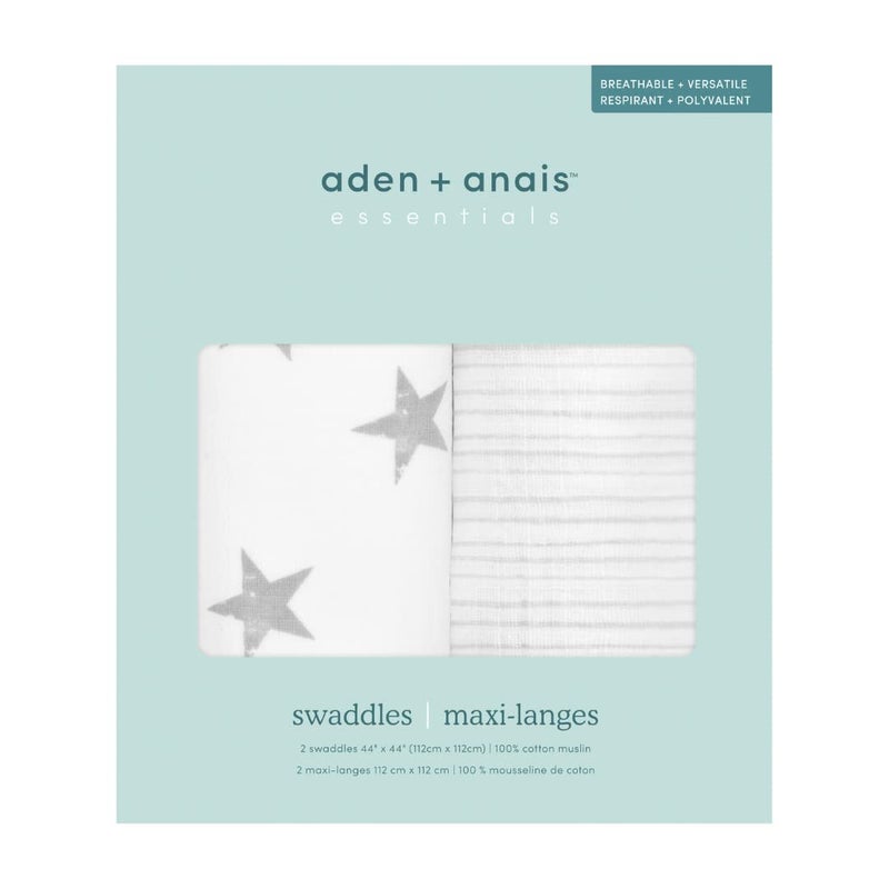aden + anais Swaddle Blanket, Boutique Muslin Blankets for Girls & Boys, Baby Receiving Swaddles, Ideal Newborn & Infant Swaddling Set, Perfect Shower Gifts, 2 Pack, Dusty - Image 3