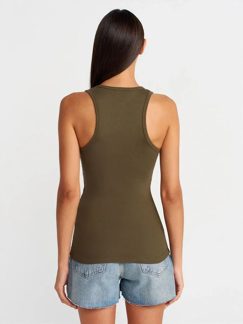 ديلفين Dilvin Ribbed Sleeveless Cami Blouse
