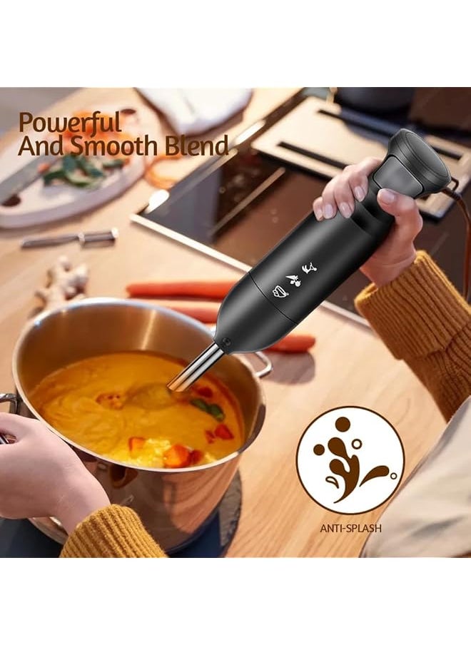 erorex Hand Immersion Blender Stick Blender Electric Hand Blenders For Kitchen With Stainless Steel Blade Hand Mixer And Chopper For Making Baby Food Soups Sauce Black  - Image 2