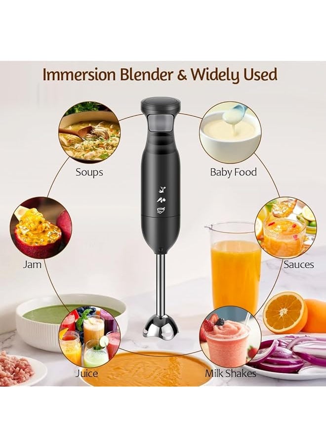 erorex Hand Immersion Blender Stick Blender Electric Hand Blenders For Kitchen With Stainless Steel Blade Hand Mixer And Chopper For Making Baby Food Soups Sauce Black  - Image 3