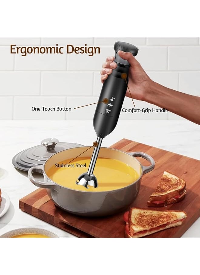 erorex Hand Immersion Blender Stick Blender Electric Hand Blenders For Kitchen With Stainless Steel Blade Hand Mixer And Chopper For Making Baby Food Soups Sauce Black  - Image 5