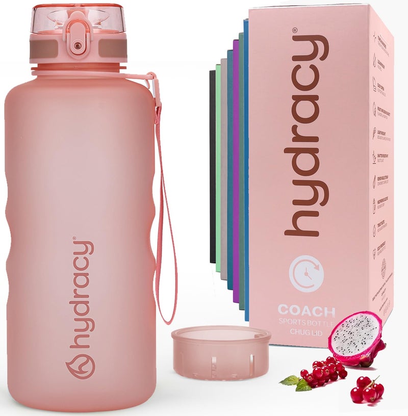 Hydracy Water Bottle with Time Marker Large Half Gallon 64 oz BPA Free Bottle & No Sweat Sleeve -Leak Proof Gym Bottle with Fruit Infuser Strainer & Times to Drink Ideal for Sports & Outdoors - Image 1