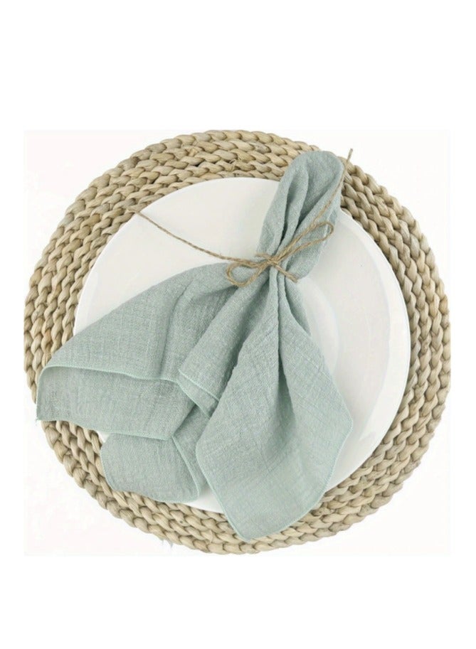 6-Piece Cloth Napkins,20 x 20 Inch Gauze Napkin Vintage Boho Cheesecloth Napkin Bulk For Party,Wedding,Reception,Bridal Shower Table Decorations,Green - Image 1