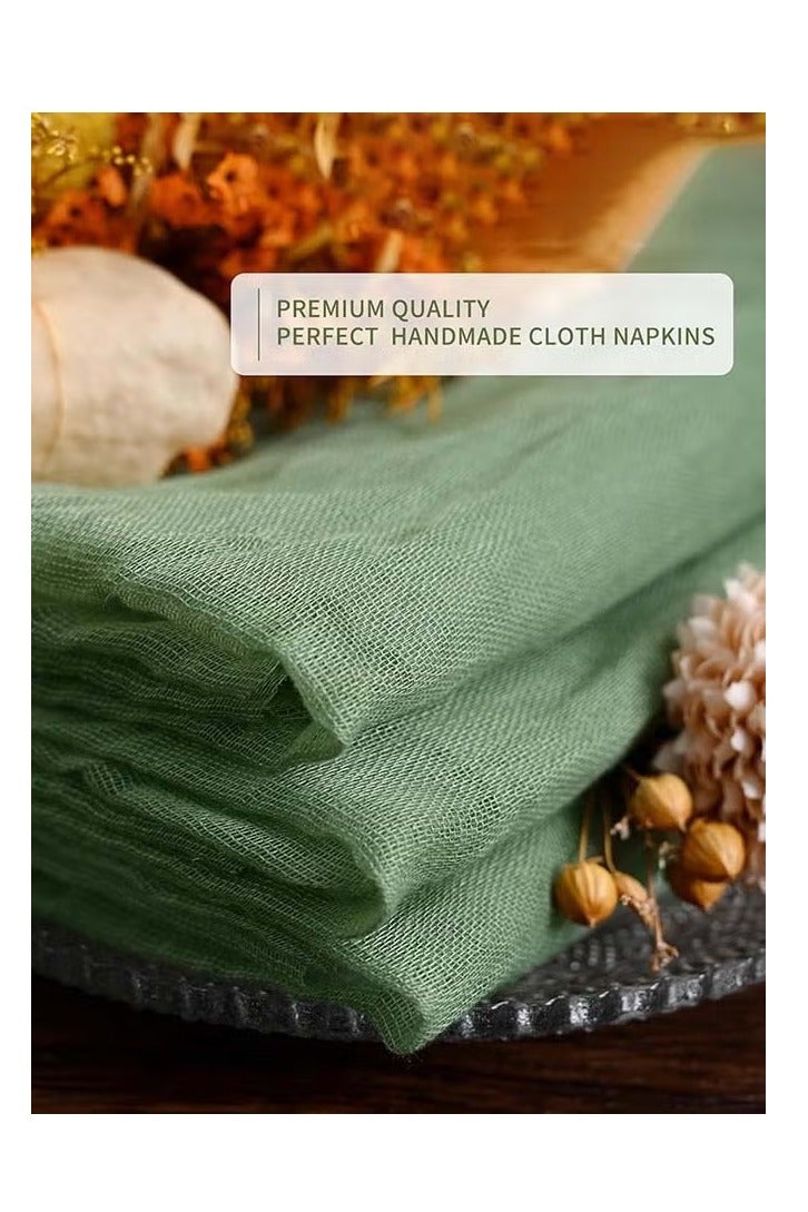 6-Piece Cloth Napkins,20 x 20 Inch Gauze Napkin Vintage Boho Cheesecloth Napkin Bulk For Party,Wedding,Reception,Bridal Shower Table Decorations,Green - Image 3