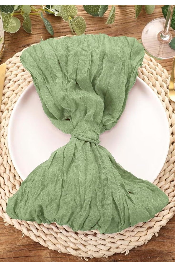 6-Piece Cloth Napkins,20 x 20 Inch Gauze Napkin Vintage Boho Cheesecloth Napkin Bulk For Party,Wedding,Reception,Bridal Shower Table Decorations,Green - Image 2