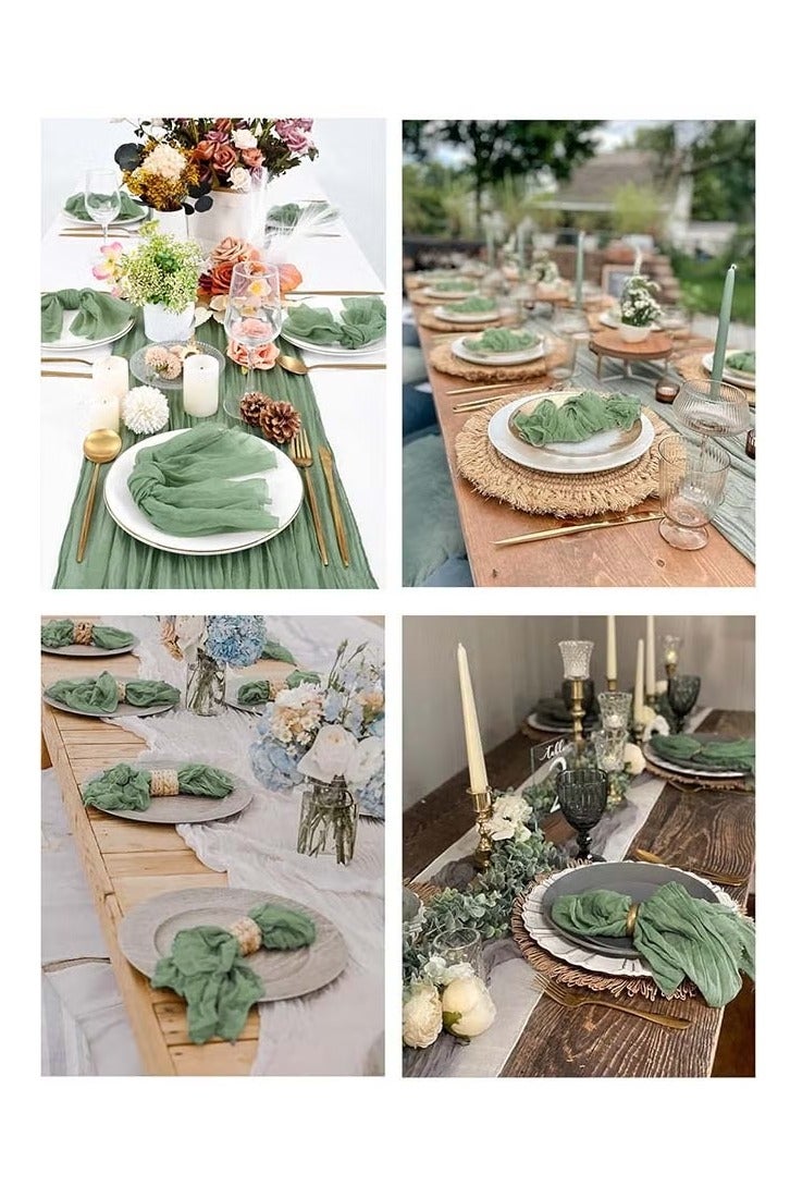 6-Piece Cloth Napkins,20 x 20 Inch Gauze Napkin Vintage Boho Cheesecloth Napkin Bulk For Party,Wedding,Reception,Bridal Shower Table Decorations,Green - Image 4