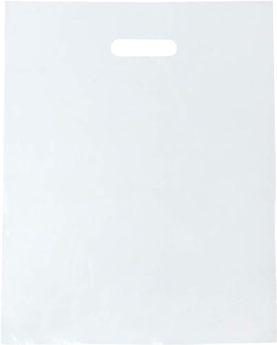 100 Clear Plastic Merchandise Bags With Handles 9x12 125Mil Thick Glossy Retail Shopping Bag for Small Business Boutique Clothing Trade Show and Gifts
