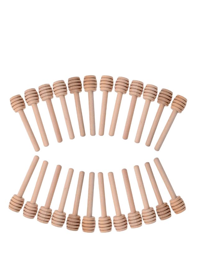 24-Piece Mini Wood Honey Dipper Beige - Image 1