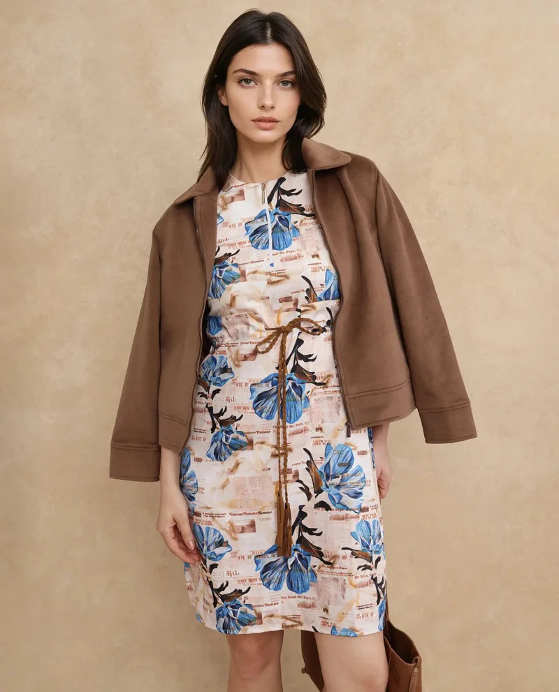 Rareism Women's Floral Abstract Print Midi Dress
