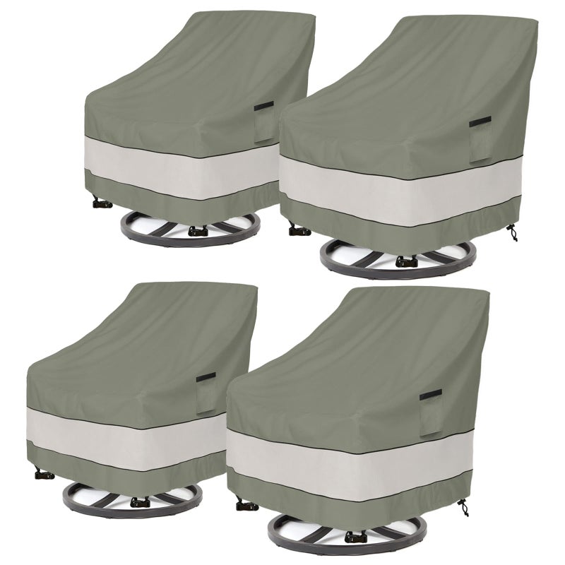 Aacabo Outdoor Swivel Chair Cover 4 PackWaterproof 100 Outdoor Patio Chair Covers33W x 37 D x 385 H inchesOutside Furniture Lounge Deep Seat Cover Grayish Green - Image 2
