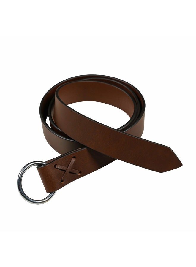 Mythrojan O Ring Medieval Leather Viking Belt LARP Renaissance Belt – Shuttle Brown - Image 1