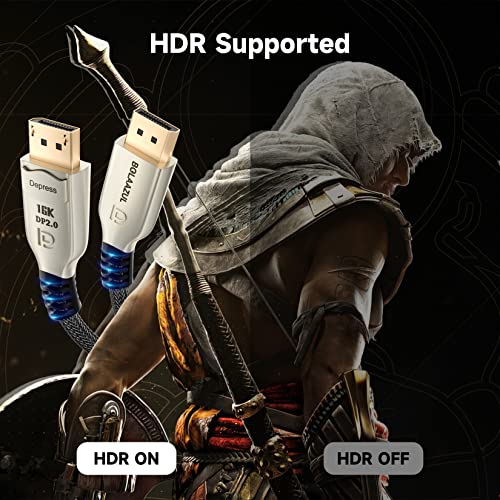 BolAAzuL 8K DisplayPort 2.0 Cable 6ft, 16K DP Cable 2.0 (16K@60Hz 8K@120Hz 4K@240Hz 165Hz 144Hz GSync/FreeSync) Video/Monitor Cable, UHBR20 Displayport Male to Display Port Cord DP 1.4/1.2 Compatible - Image 5