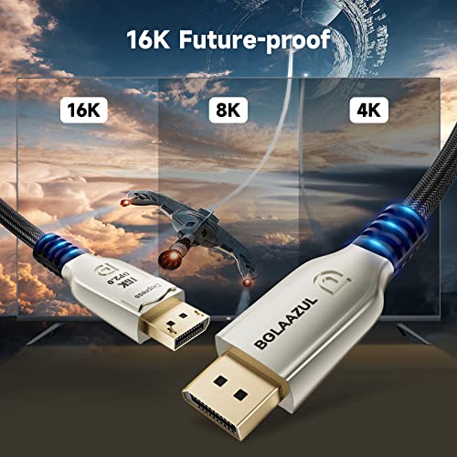 BolAAzuL 8K DisplayPort 2.0 Cable 6ft, 16K DP Cable 2.0 (16K@60Hz 8K@120Hz 4K@240Hz 165Hz 144Hz GSync/FreeSync) Video/Monitor Cable, UHBR20 Displayport Male to Display Port Cord DP 1.4/1.2 Compatible - Image 3