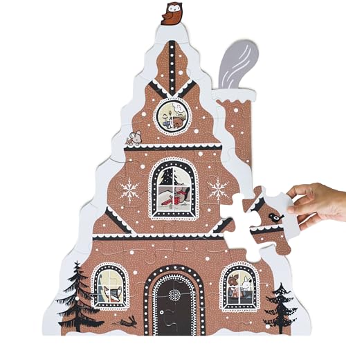 Wee Gallery Floor Puzzle 24Piece Jumbo Jigsaw Puzzles for Toddlers Early Learning Activity Cognitive and Fine Motor Skills Development Learning Toys for Toddlers Gingerbread House - Image 1
