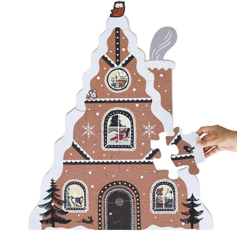 Wee Gallery Floor Puzzle 24Piece Jumbo Jigsaw Puzzles for Toddlers Early Learning Activity Cognitive and Fine Motor Skills Development Learning Toys for Toddlers Gingerbread House - Image 3