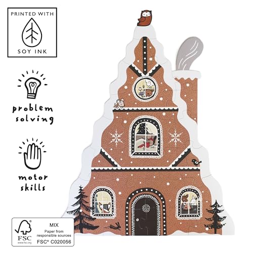 Wee Gallery Floor Puzzle 24Piece Jumbo Jigsaw Puzzles for Toddlers Early Learning Activity Cognitive and Fine Motor Skills Development Learning Toys for Toddlers Gingerbread House - Image 5