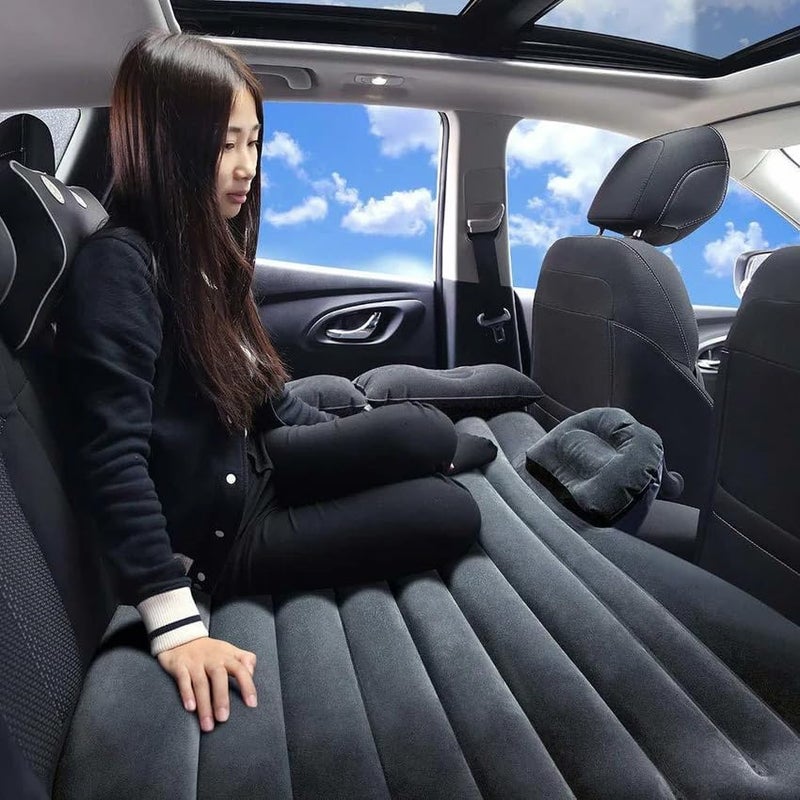 Eloxee Car Inflatable Bed with Pump & 2 Air Pillows | Back Seat Car Air Mattress for Travel, Camping, Trips, Picnic, Beach & Pool | Quick Inflatable Portable Car Bed Mattress for SUV & Sedan (Black) - Image 3