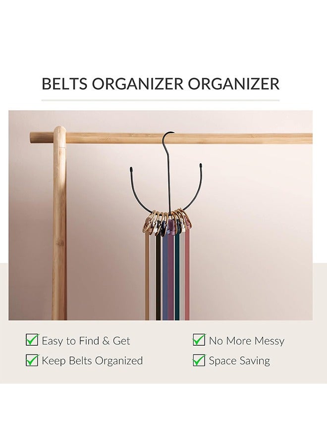 2Pcs Multifunction Colthes Rack Belt Hangers Belt Rack Black Closet Accessories Organizers Closet Organizer Hook Rack for Belt Ties Scarves Camisoles Hats Shoes  - Image 2