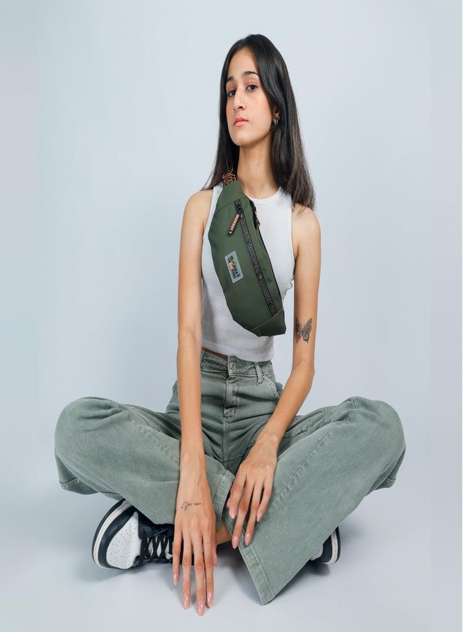 MONKEY TROOPERS Ghost Waist Bag, Crossbody,Water-Resistant Fanny Pack | Sleek, Stylish, and Secure Fanny Pack | Chest Bag for Men Women Girls Boys, Causal, Travel, Hikking, Everyday (Olive) - Image 3