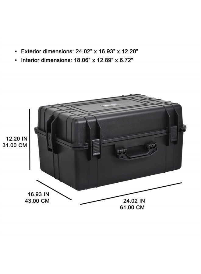 MEIJIA Portable Waterproof Protective Case,Hard Camera Case,Customized Fit Foam Inserted, Elegant Black,Fit for Camera, Equipments, Lens,Drones,19.78“X15.77"x7.41" (Black) - Image 2