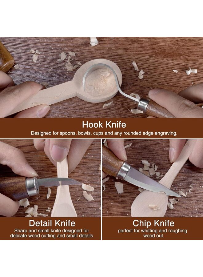 مجموعة أدوات نحت الخشب للمبتدئين من الأطفال والكبار، تتضمن مجموعة أدوات نحت الخشب مع قوالب نحت من خشب الزيزفون، هدية أدوات نحت الخشب - Image 5